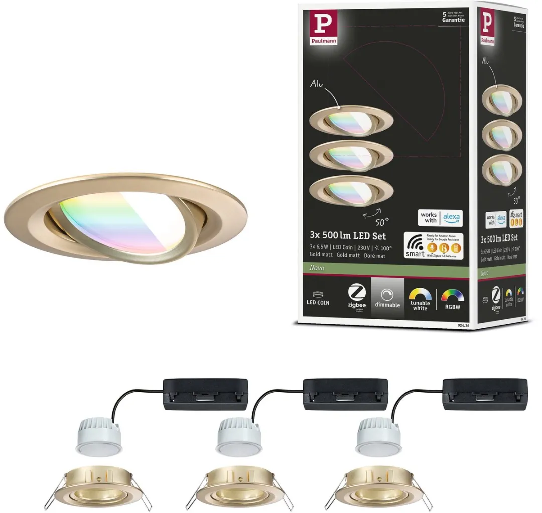 Paulmann Nova Coin LED-inbouwlamp 84mm RGBW+ 3x6W