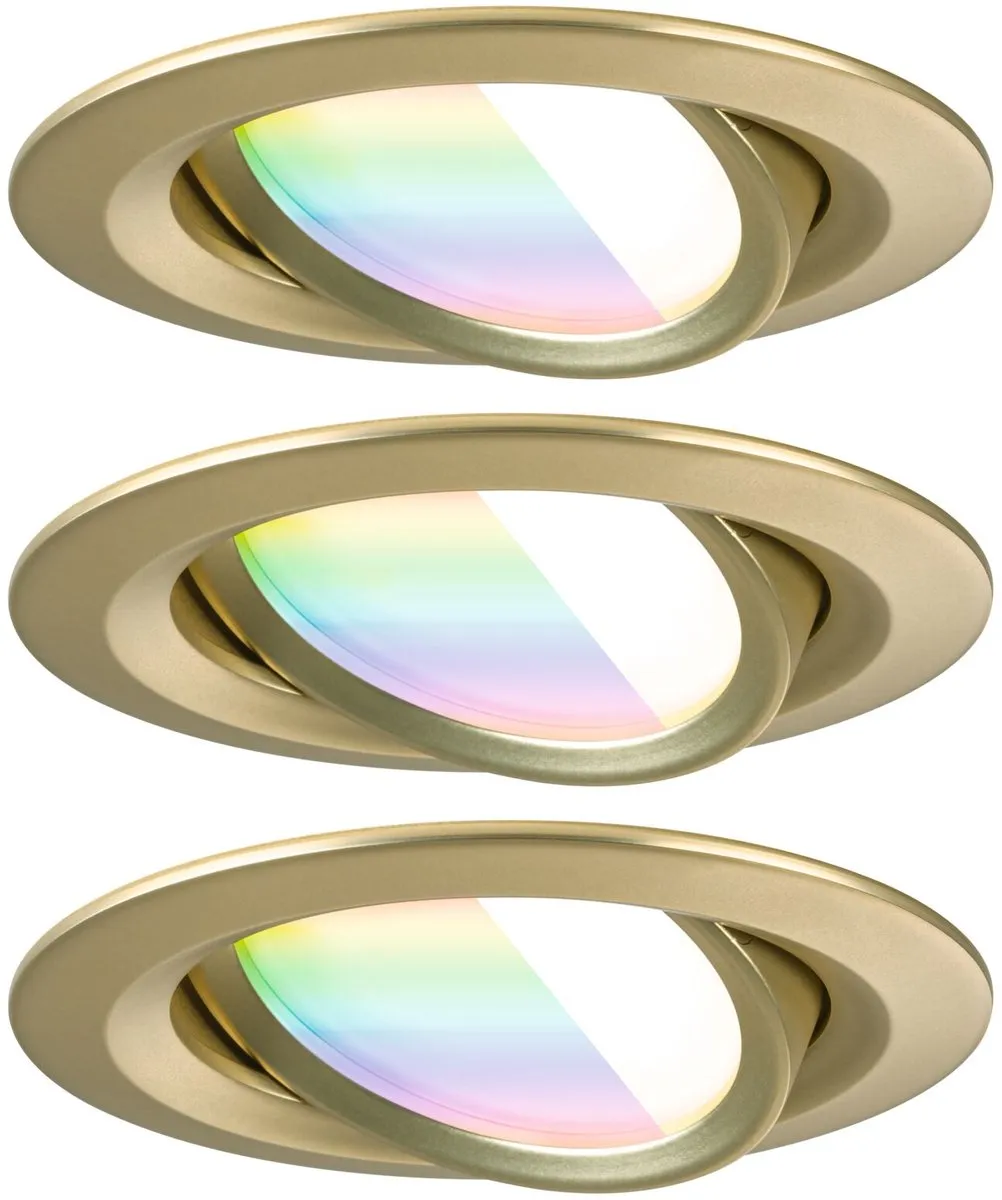 Paulmann Nova Coin LED-inbouwlamp 84mm RGBW+ 3x6W - Goud mat
