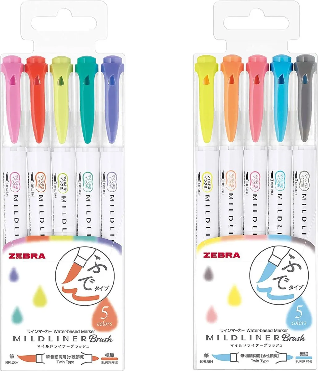 Zebra Mildliner Brush Pennen