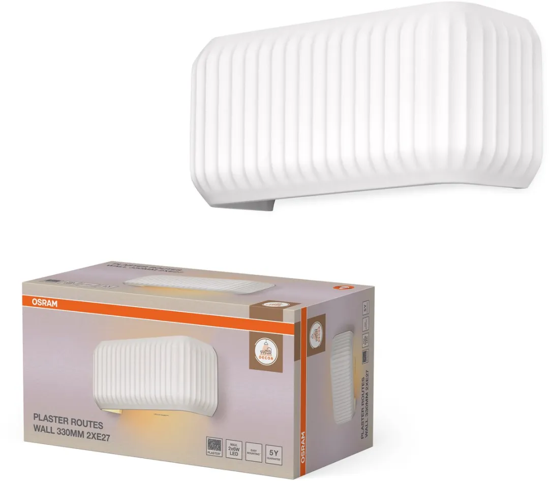 Osram Decor Plaster Routes Wall Wandlamp 330mm - 2xE27 - Wit