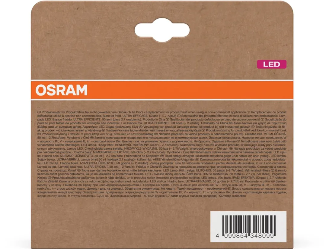 Osram LED Classic A100 Filament 7,2W E27 Mat - 4000K - 1521lm - 50.000u - 3 Stuks