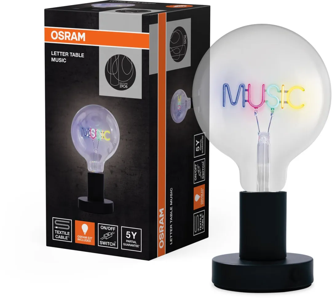 Osram 1906 Letter LED Tafellamp Muziekletters - 1,2W Koelwit - Zwart