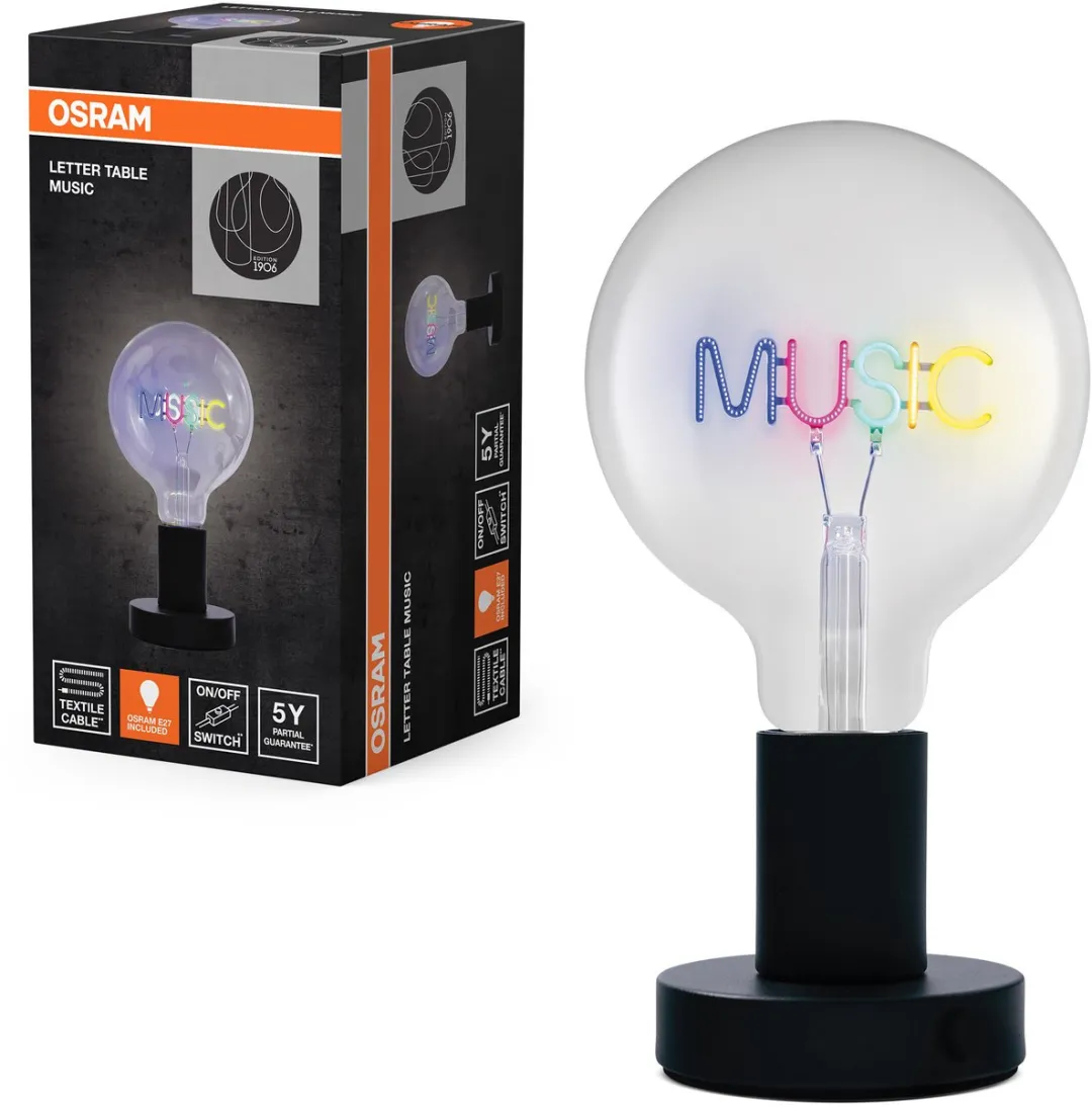 Osram 1906 Letter LED Tafellamp Muziekletters - 1,2W Koelwit - Zwart