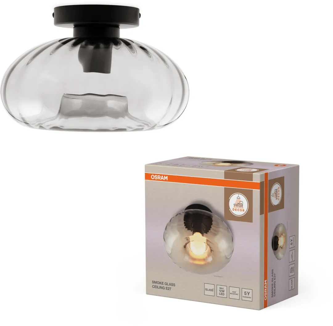 Osram Decor Rookglas Plafondlamp E27 - 280mm Zwart