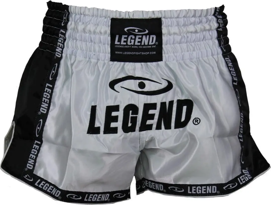 Legend Sports Kickboksshort Unisex Satijn Wit/zwart Maat M