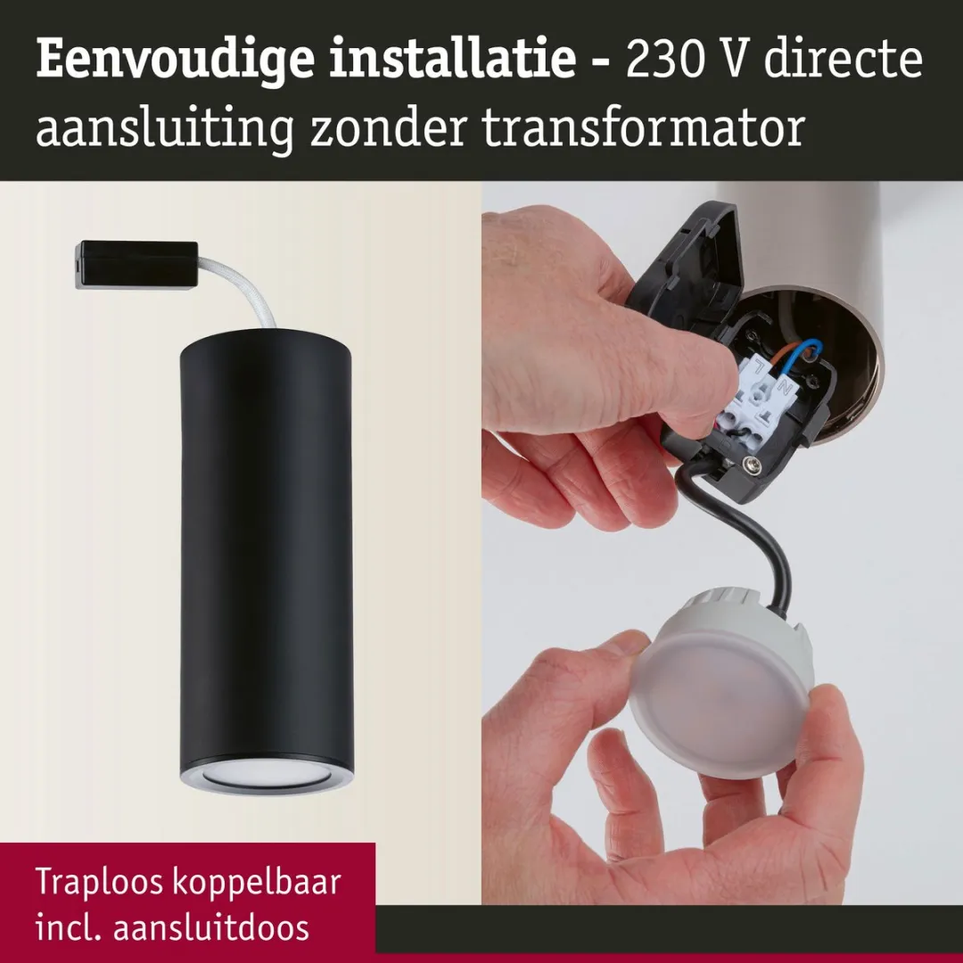 Paulmann LED Plafondlamp Barrel 2700K 470lm - Zwart mat