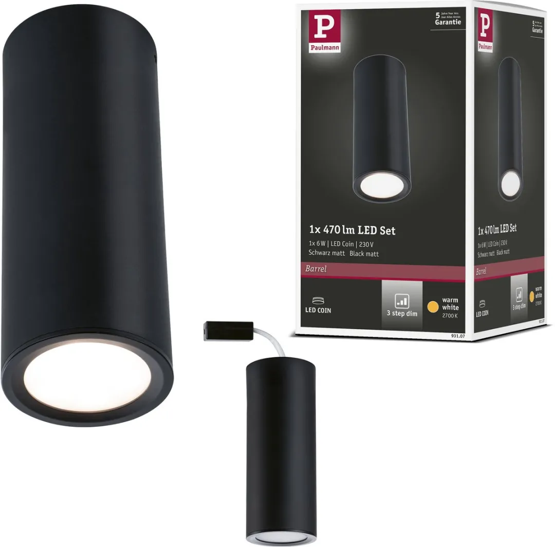 Paulmann LED Plafondlamp Barrel 2700K 470lm