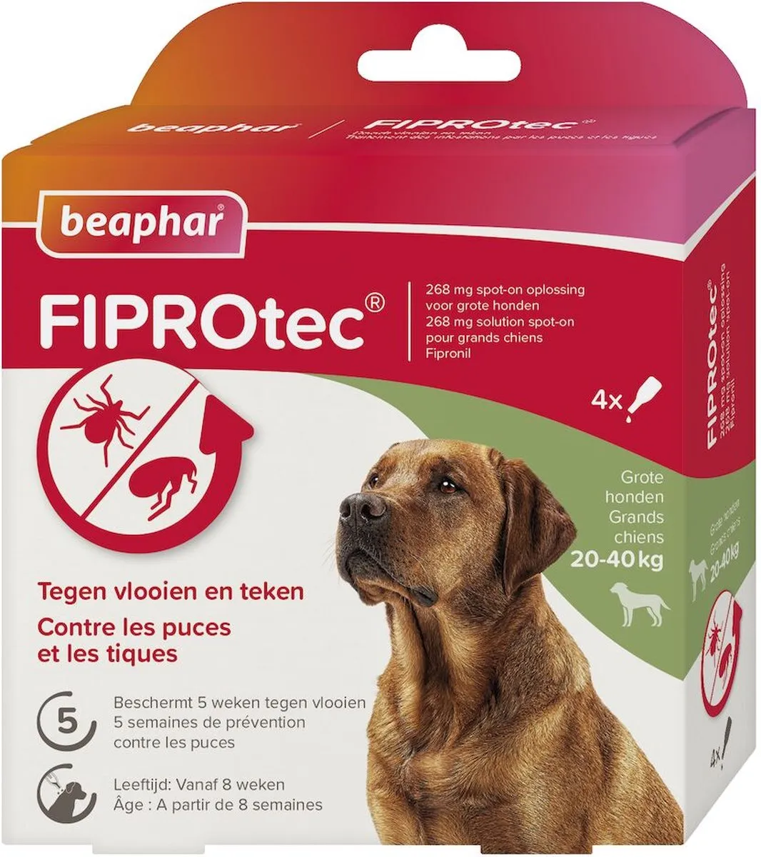Beaphar Fiprotec Anti Vlooien & Teken Hond 20-40kg - 3 Pipetten - afbeelding 6 van 6