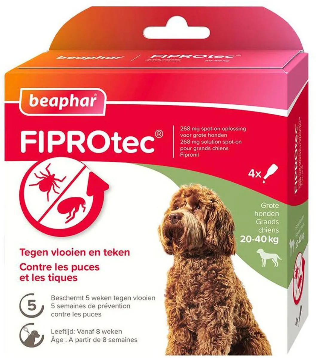 Beaphar Fiprotec Anti Vlooien & Teken Hond 20-40kg - 3 Pipetten