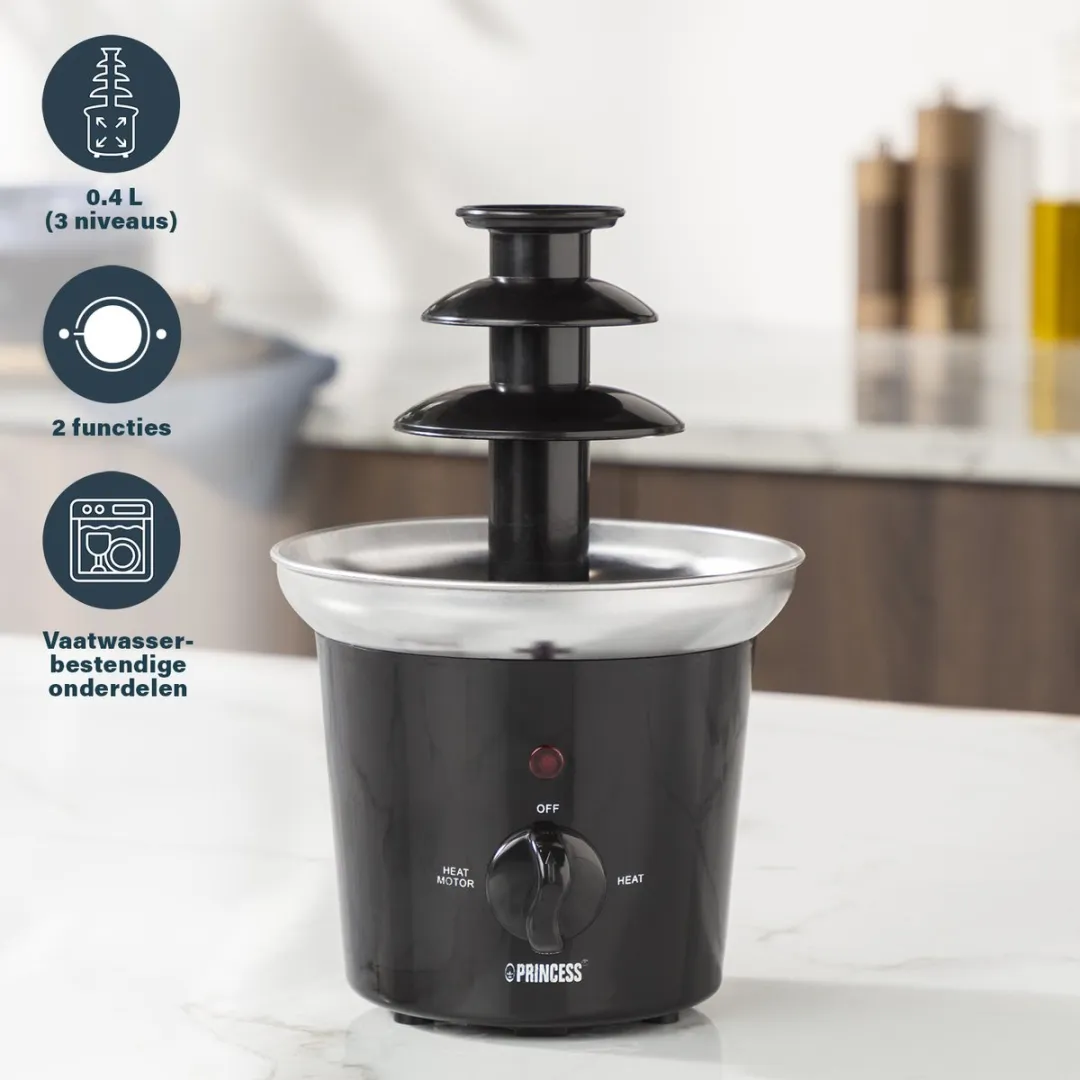 Princess 292994 Chocoladefontein - 32W - 0,5L - Zwart