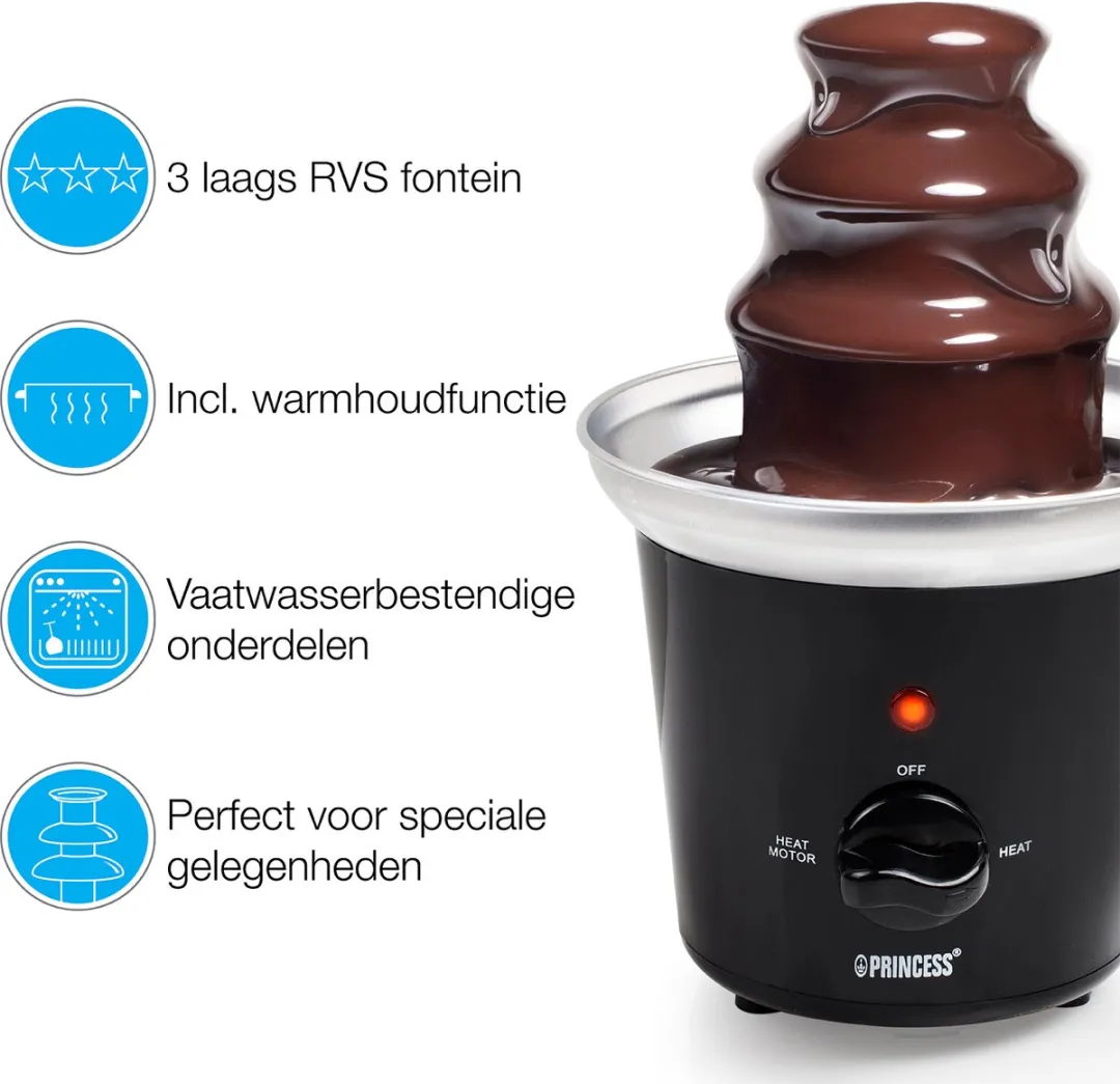Princess 292994 Chocoladefontein - 32W - 0,5L - Zwart