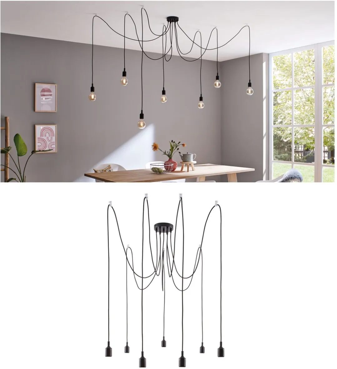 Paulmann Neordic Hanglamp Ketil E27 7x60W - Zwart