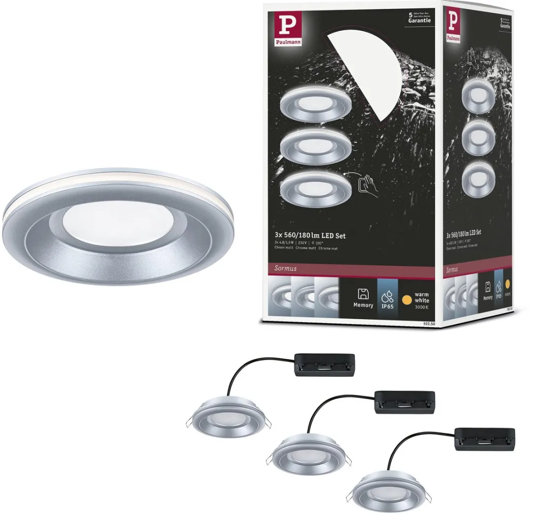 Paulmann Sormus LED-inbouwlamp Set 3x4,8W 300lm 100mm