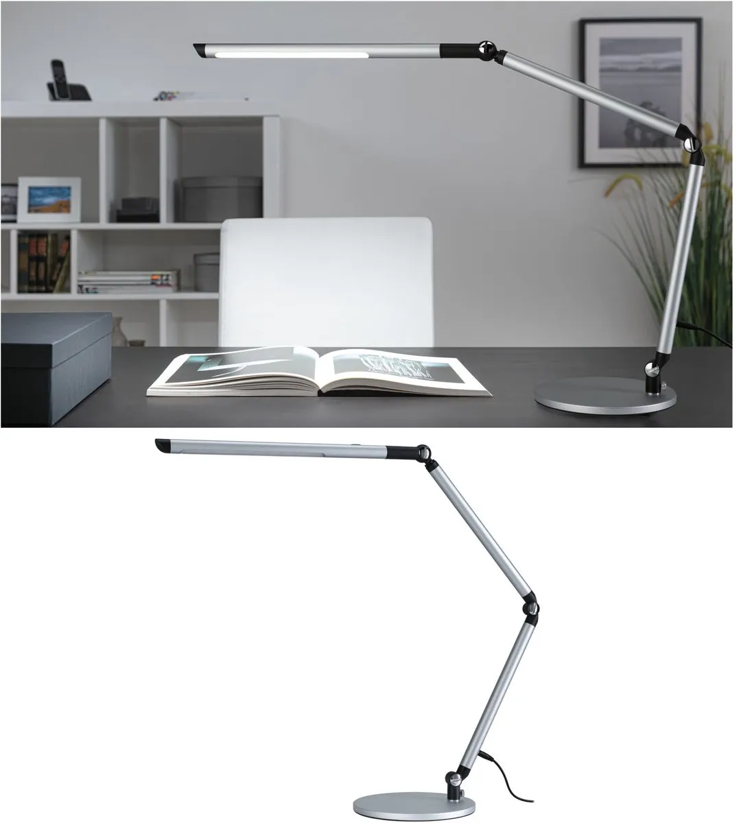 Paulmann LED-bureaulamp FlexBar White Switch 700lm - Zilver mat