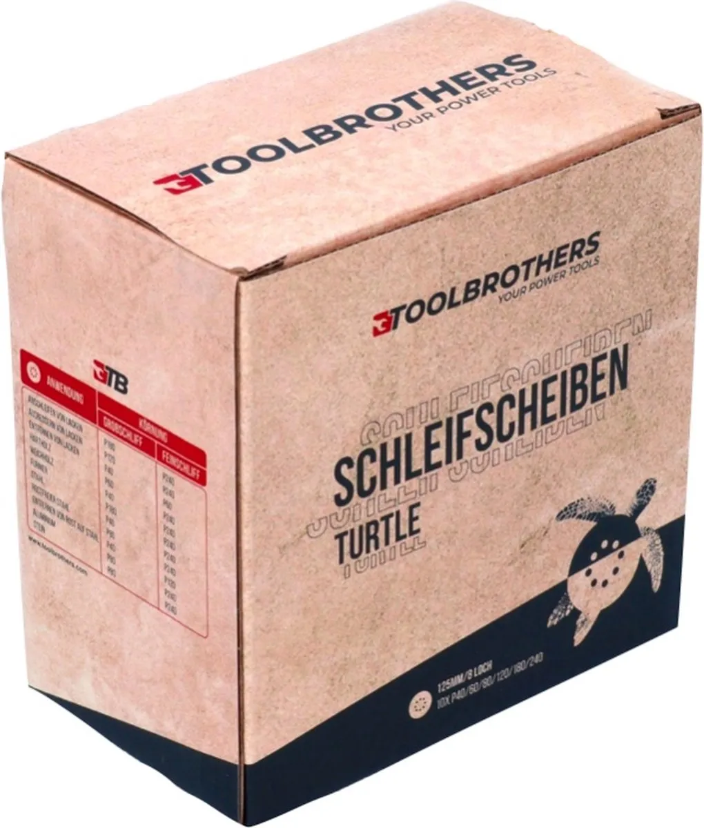 Toolbrothers TURTLE Schuurset 125mm - 120 Stuks (2x60) - P40/P60/P80/P120/P180/P240 - afbeelding 6 van 6