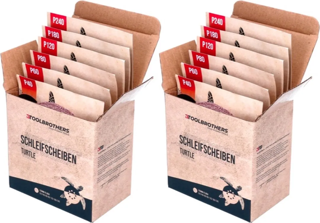 Toolbrothers TURTLE Schuurset 125mm - 120 Stuks (2x60) - P40/P60/P80/P120/P180/P240 - afbeelding 3 van 6