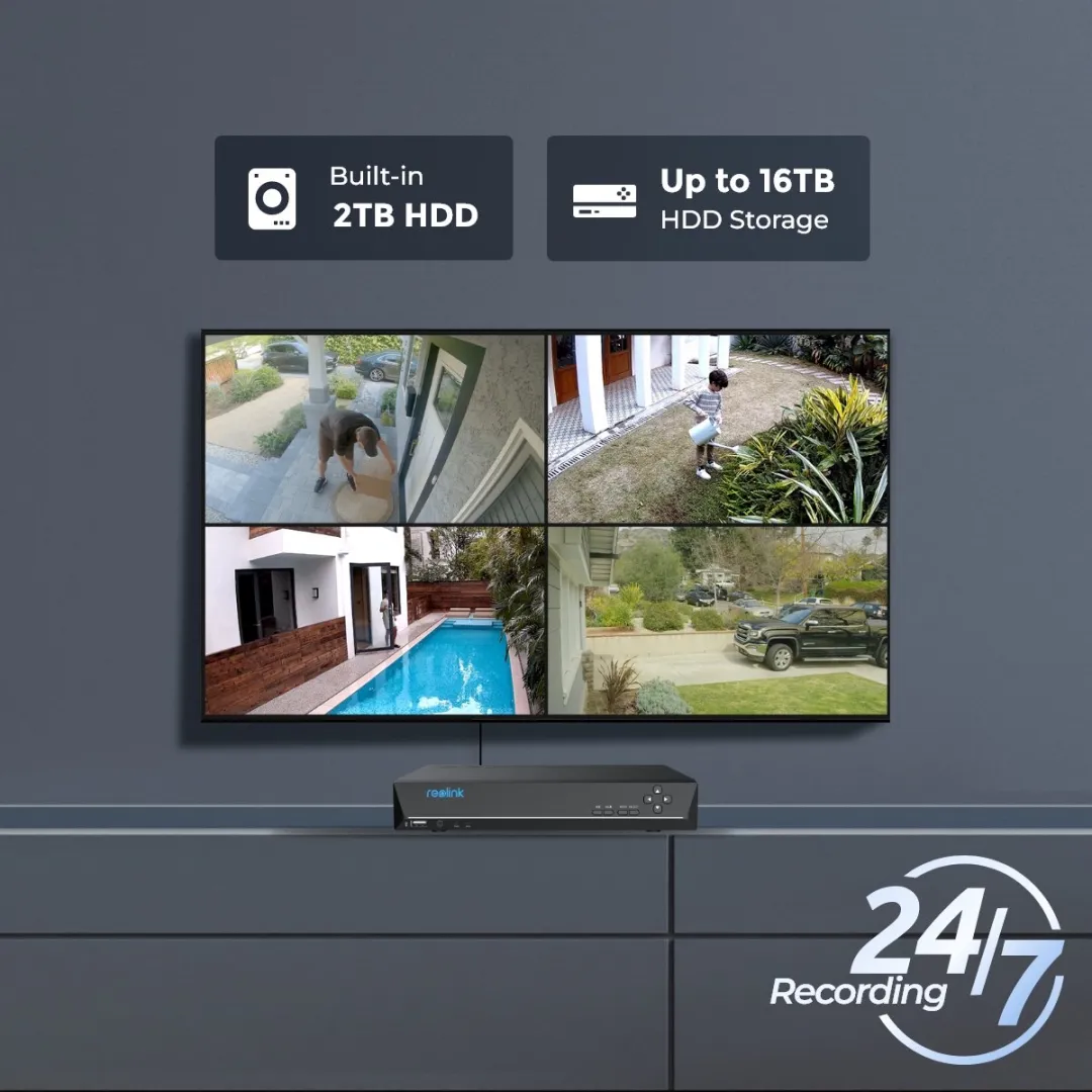 Reolink RLK8-1200V4 Beveiligingscamera Systeem - 8 Kanalen 12MP - 4x Koepelcamera's - 2TB HDD - Zwart/Wit - afbeelding 6 van 6