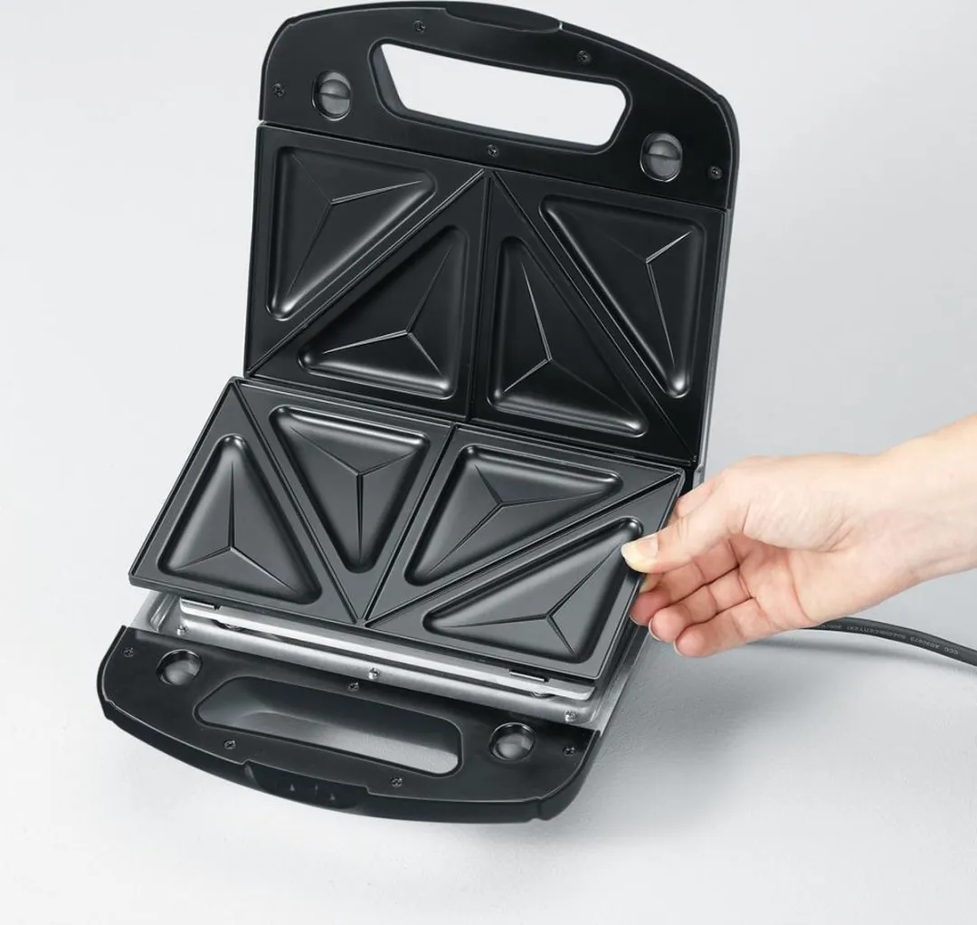 Severin SA2968 Wafelijzer & Contactgrill 1000W - 3 Verwisselbare Platen - Geborsteld RVS-Zwart