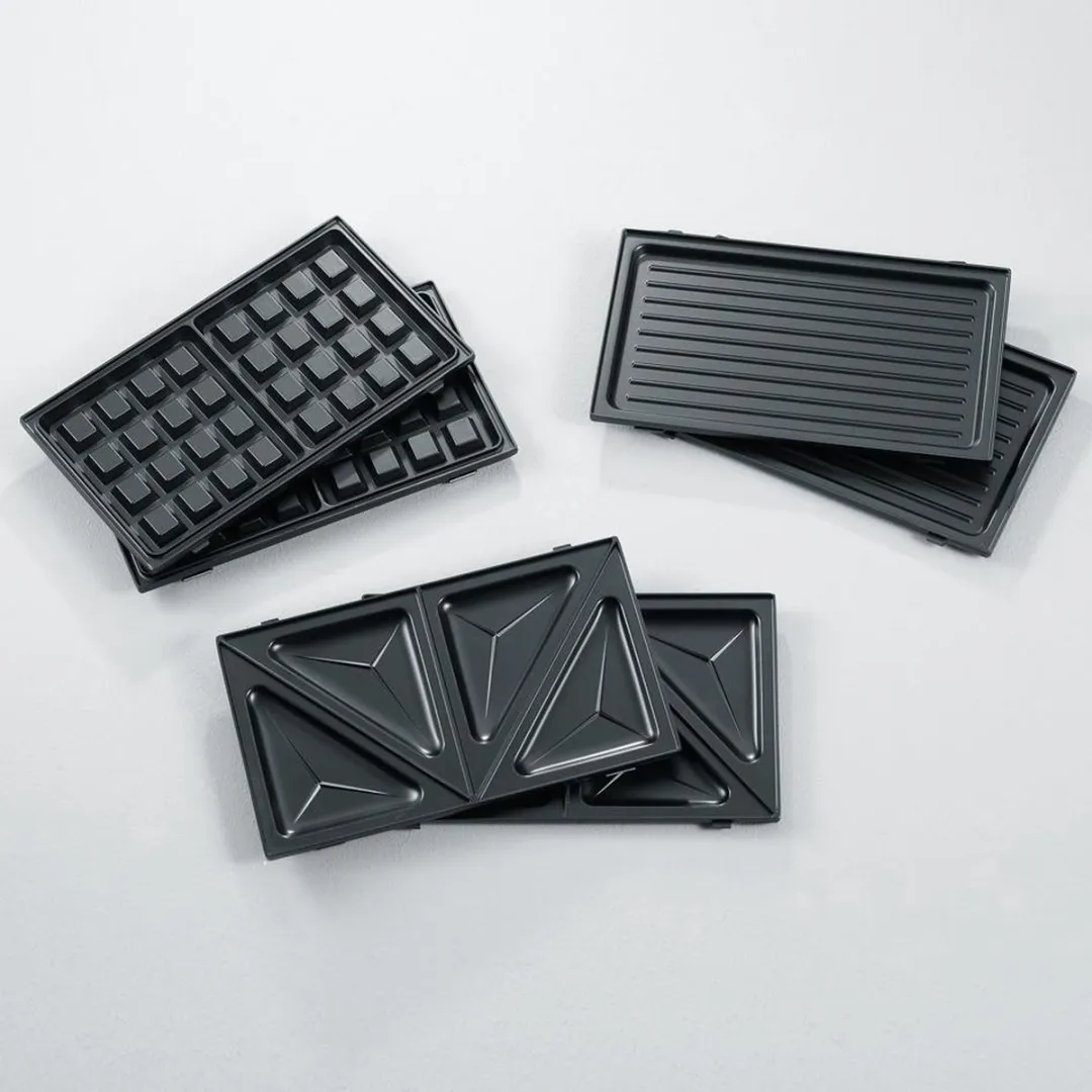 Severin SA2968 Wafelijzer & Contactgrill 1000W - 3 Verwisselbare Platen - Geborsteld RVS-Zwart