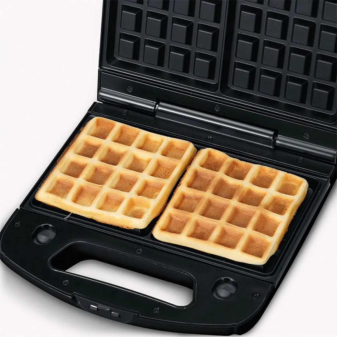 Severin SA2968 Wafelijzer & Contactgrill 1000W - 3 Verwisselbare Platen - Geborsteld RVS-Zwart