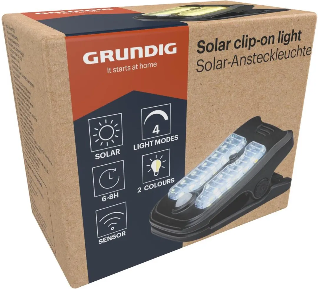 Grundig Solar Tuinverlichting Clip - 10W Warm Wit - Zwart