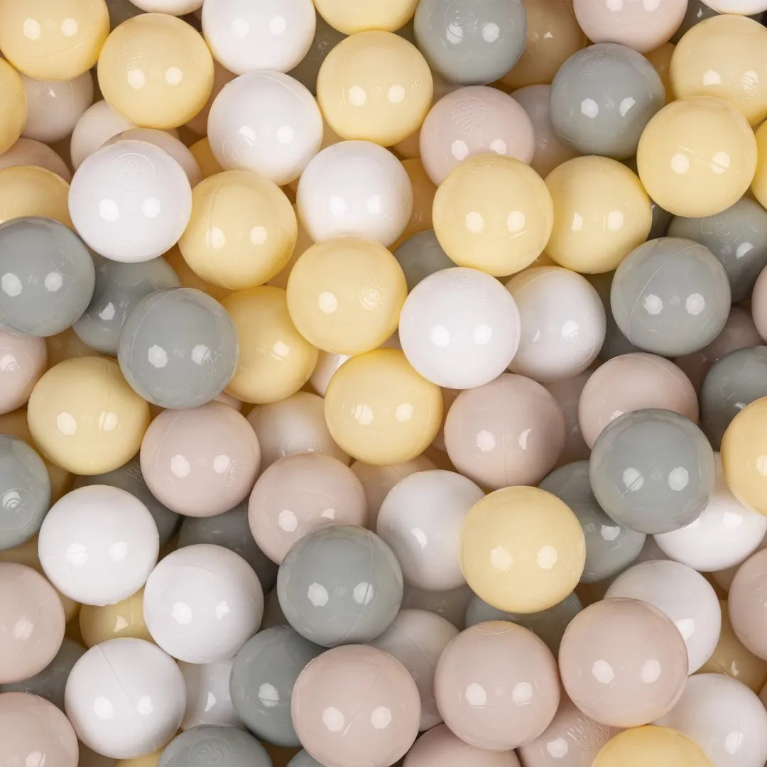 KiddyMoon Kinderballen 100 Stuks 7cm - Pastel Beige/Groen/Grijs/Geel/Wit