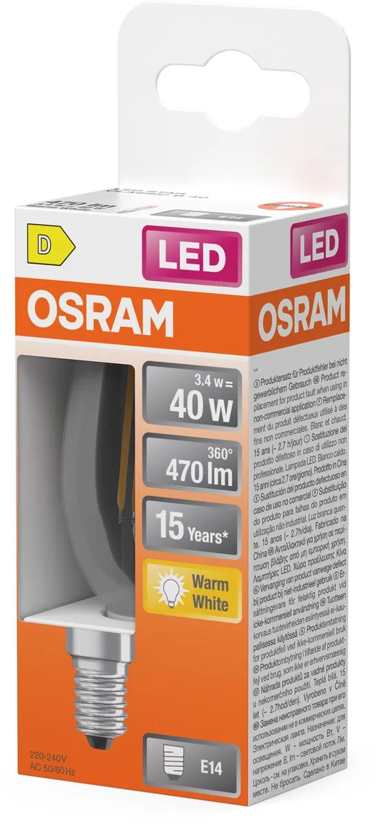 Osram LED Retrofit Classic B 40 3.4W E14 - Warm wit - Helder