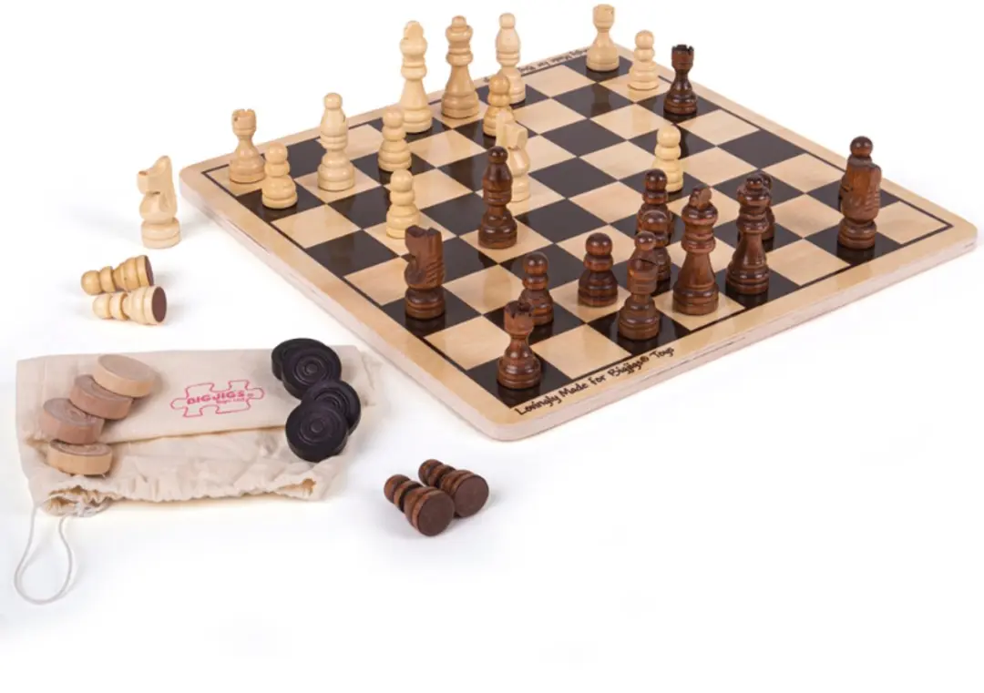 Bigjigs Dammen & Schaken Set - afbeelding 3 van 5