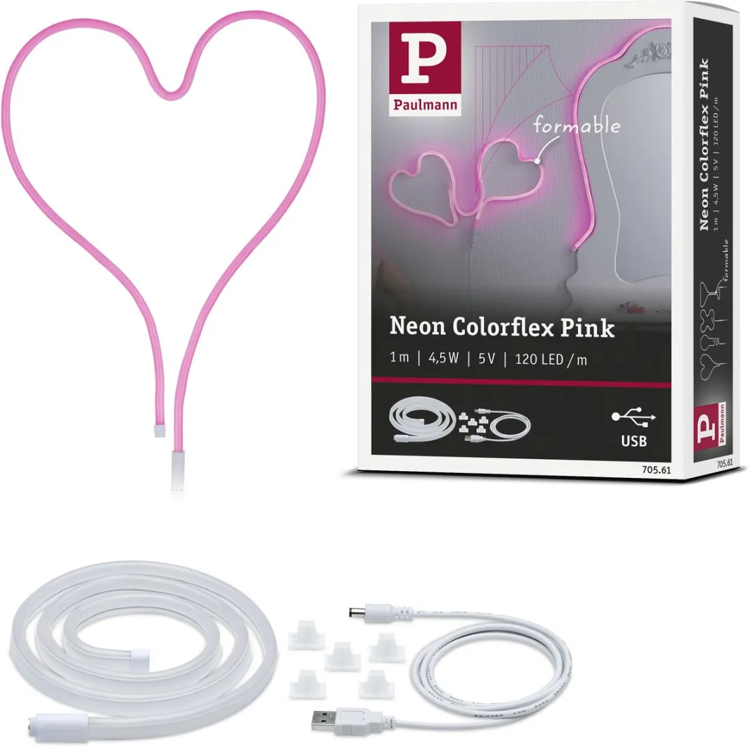 Paulmann USB LED Strip Neon Colorflex Roze 1m - 4,5W - 120 LEDs/m