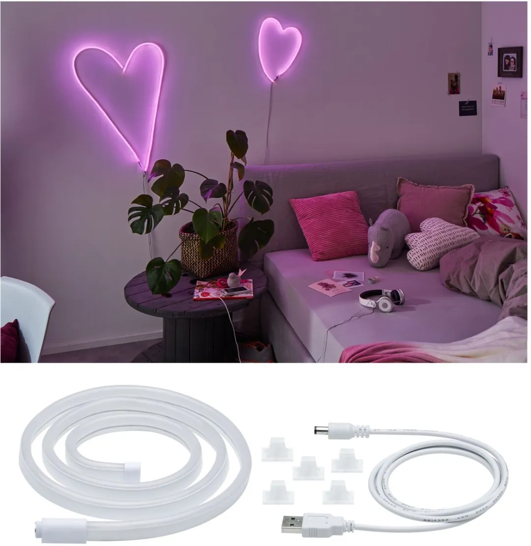 Paulmann USB LED Strip Neon Colorflex Roze 1m - 4,5W - 120 LEDs/m