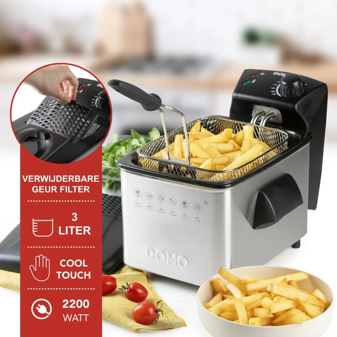 Domo DO464FR Friteuse 3L - Inox 2200W - afbeelding 2 van 5