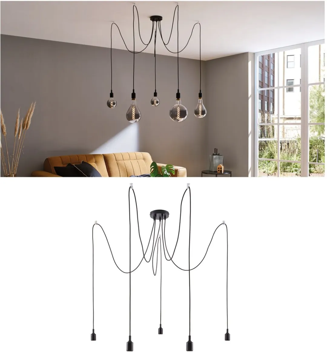 Paulmann Neordic Hanglamp Ketil E27 5x60W - Zwart