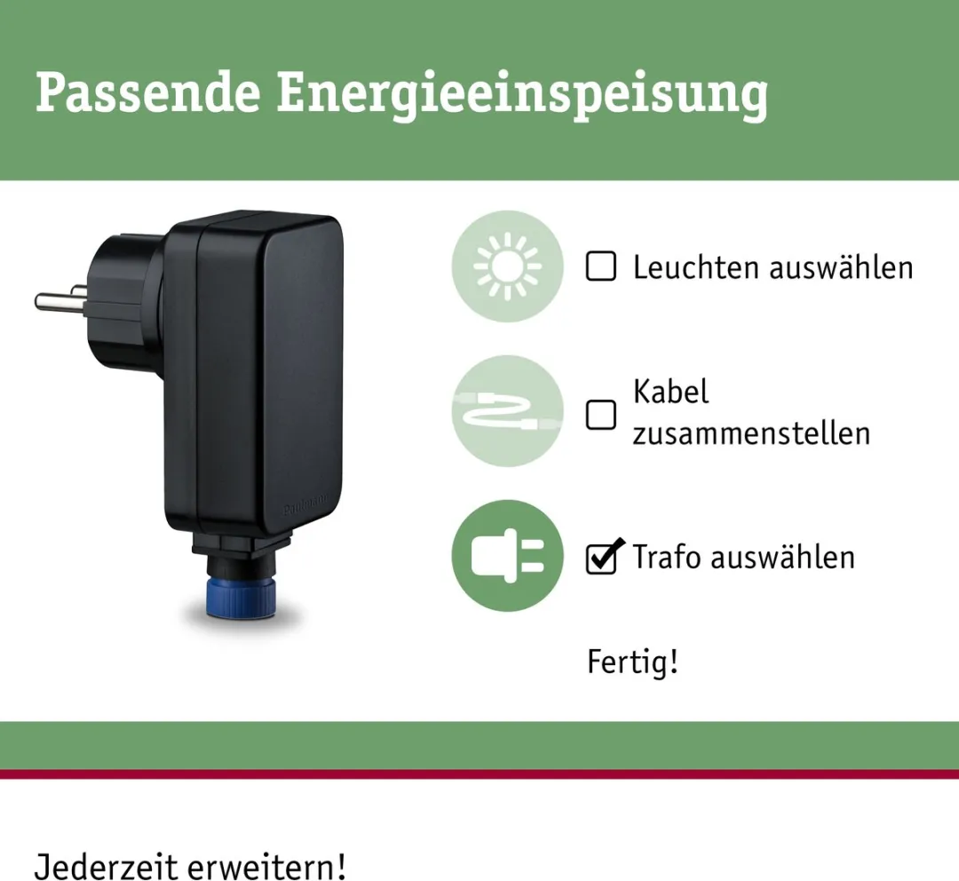 Paulmann Outdoor Plug & Shine Power Supply 21W - IP44 - Zwart
