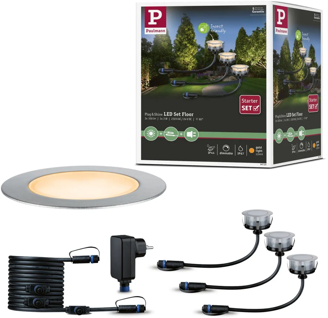 Paulmann Plug & Shine Floor Basisset LED Grondinbouwlamp 3x2W 2200K