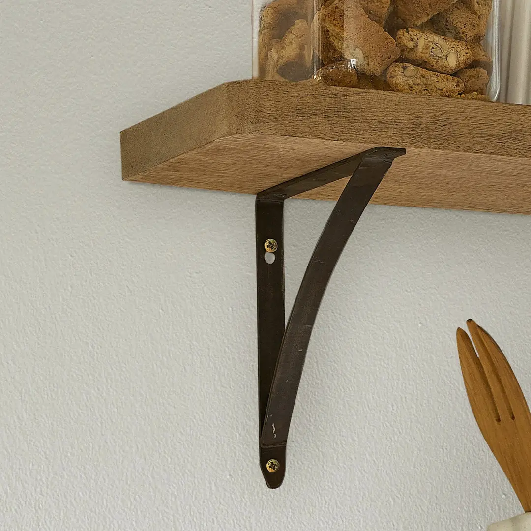 Loberon Thalindria wandplank set van 2 - Bruin/Zwart - afbeelding 5 van 5