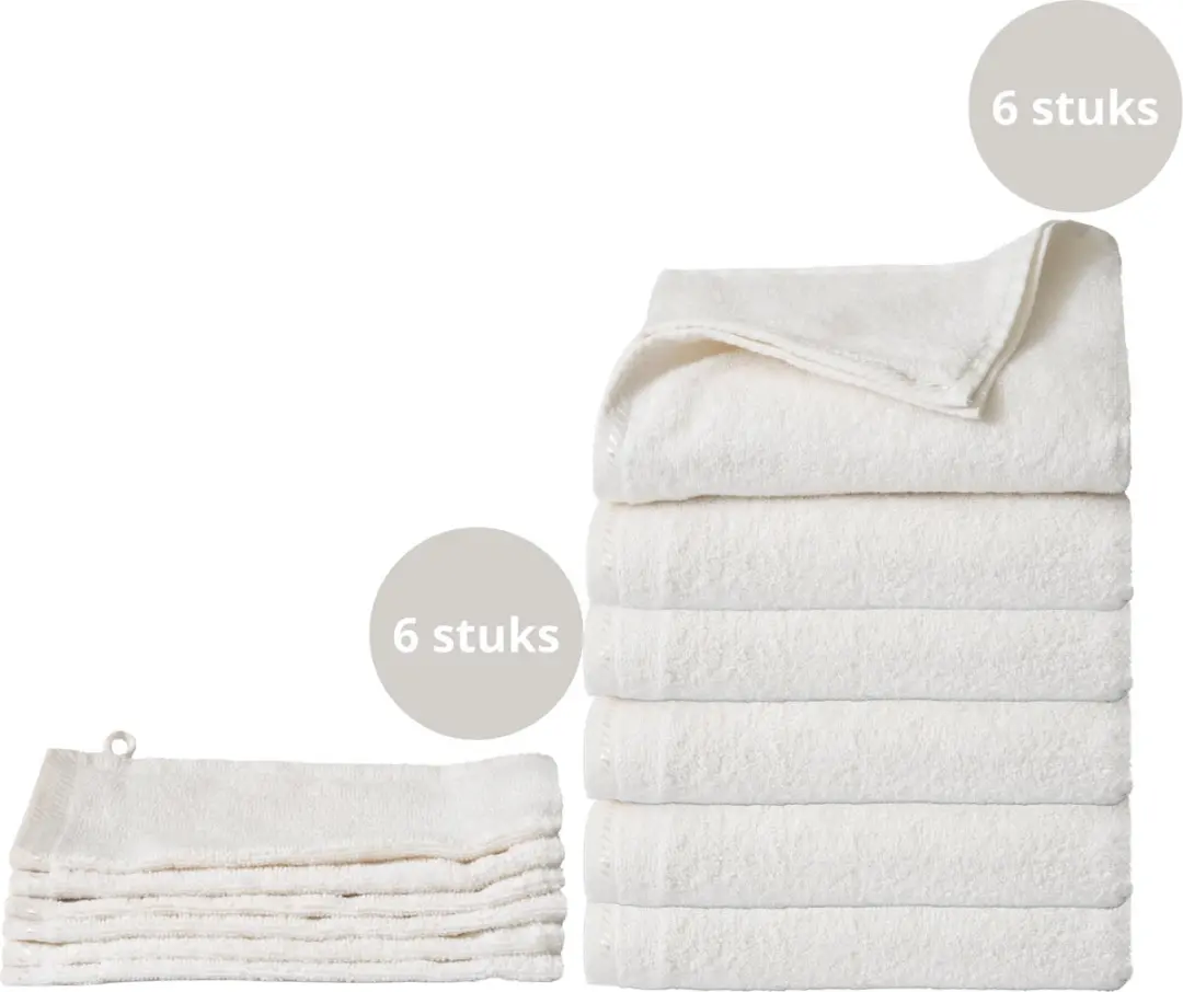 Ten Cate Handdoeken 6 stuks - 50x100 cm - Washandjes 6 stuks - Wit