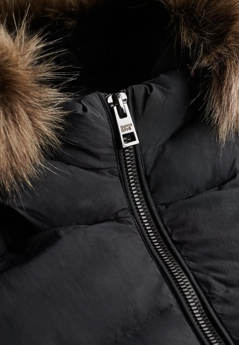 Superdry Fuji Jas met Capuchon en Imitatiebont - Dames - Zwart - afbeelding 3 van 6