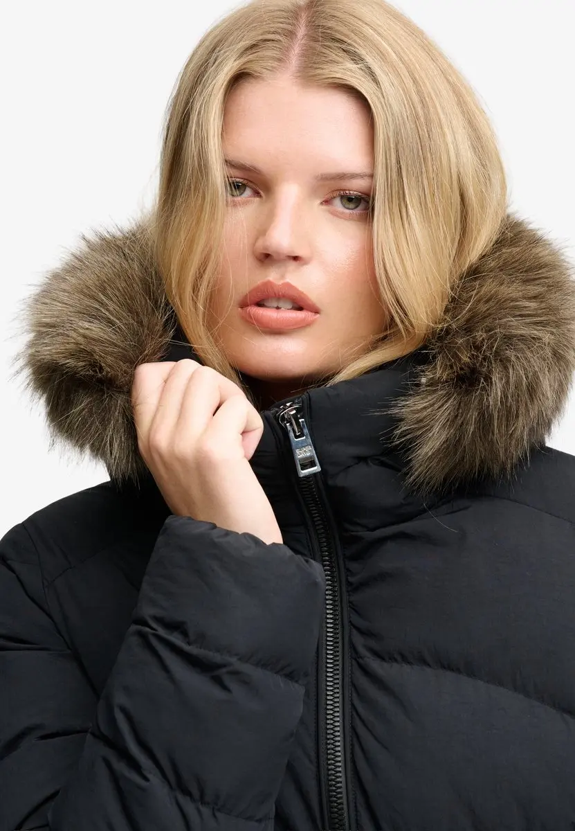 Superdry Fuji Jas met Capuchon en Imitatiebont - Dames - Zwart - afbeelding 2 van 6