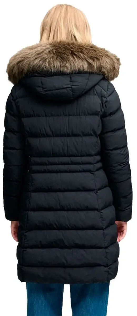 Superdry Fuji Jas met Capuchon en Imitatiebont - Dames - Zwart - afbeelding 4 van 6