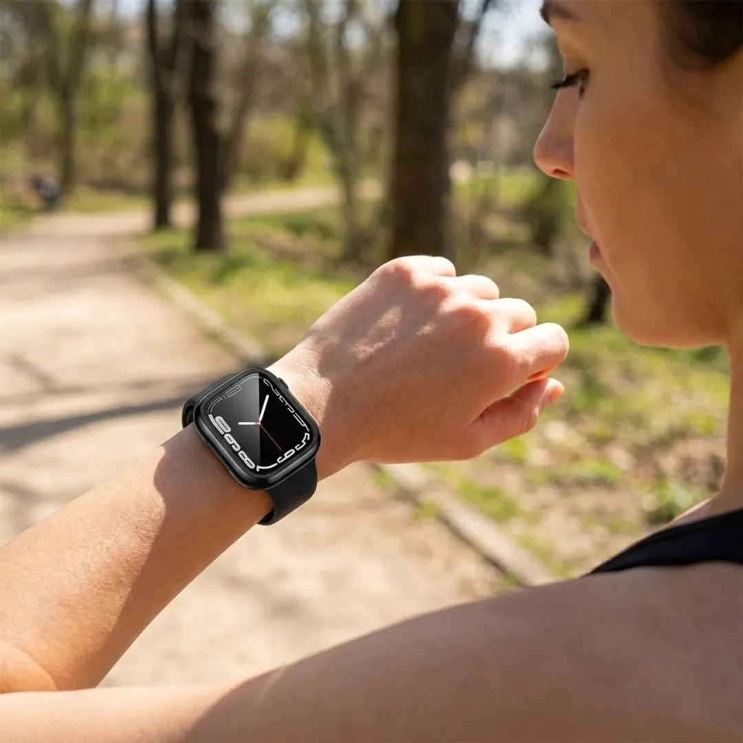NUVEX Apple Watch 41mm Beschermhoes Set - 3-delig - Zwart/Zilver/Transparant