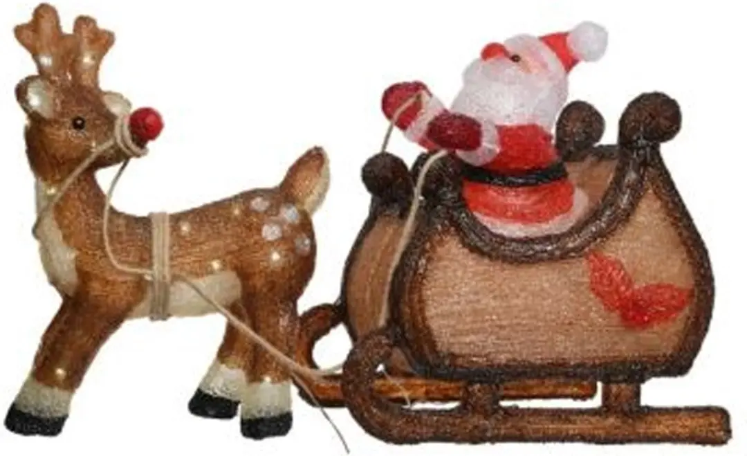 Kerstverlichting figuren voor buiten - Verlichte kerstman met slee LED 90 lampjes - 47 cm - Koel wit