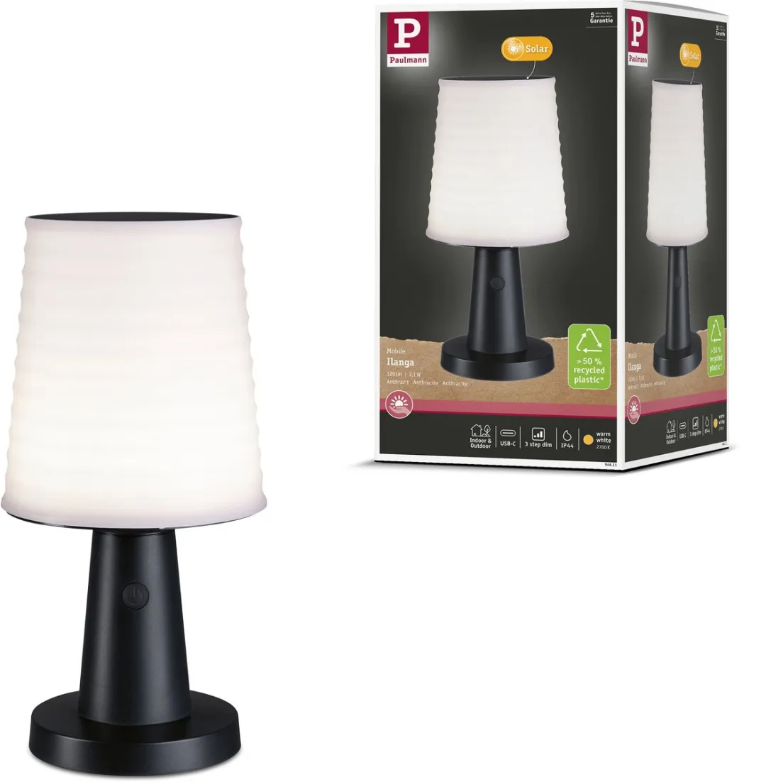 Paulmann Solar LED-tafellamp Ilanga 125lm - Antraciet