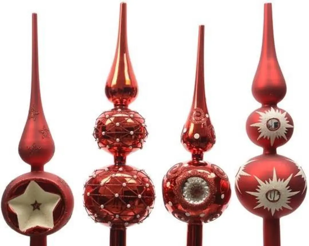 Decoris Piek glas kerstrood 31cm - afbeelding 3 van 3