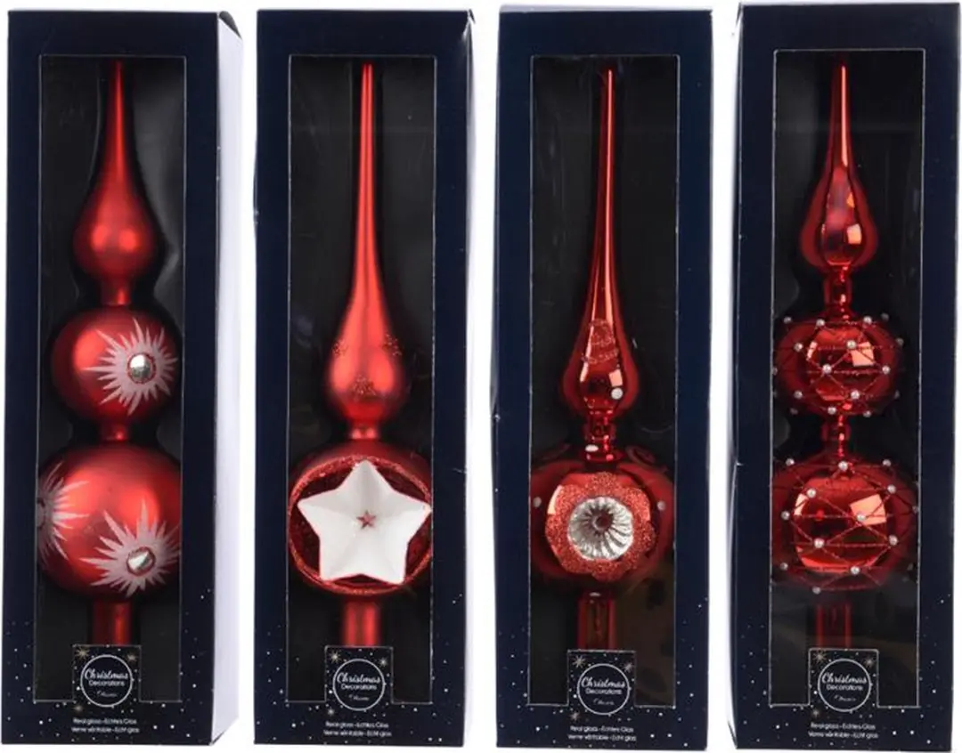 Decoris Piek glas kerstrood 31cm - afbeelding 2 van 3