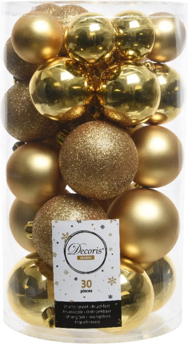 Decoris Kerstballen Goud - 4, 5 en 6 cm - 30 stuks - afbeelding 5 van 5