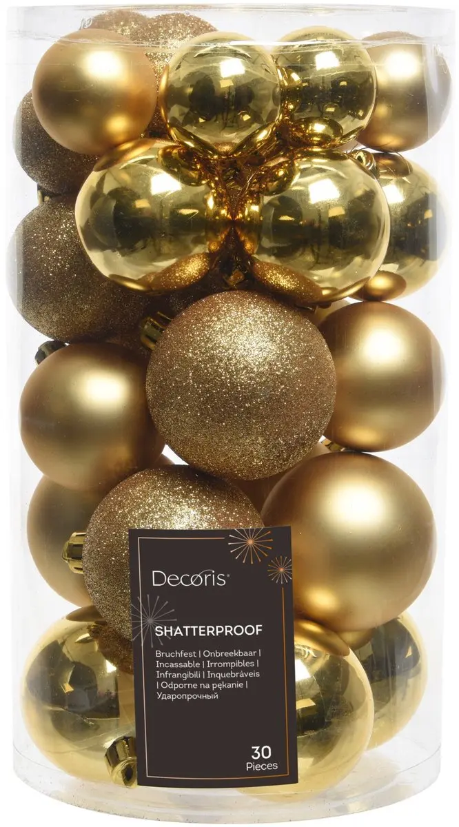 Decoris Kerstballen Goud - 4, 5 en 6 cm - 30 stuks - afbeelding 3 van 5