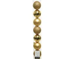 7x stuks kunststof kerstballen goud 8 cm