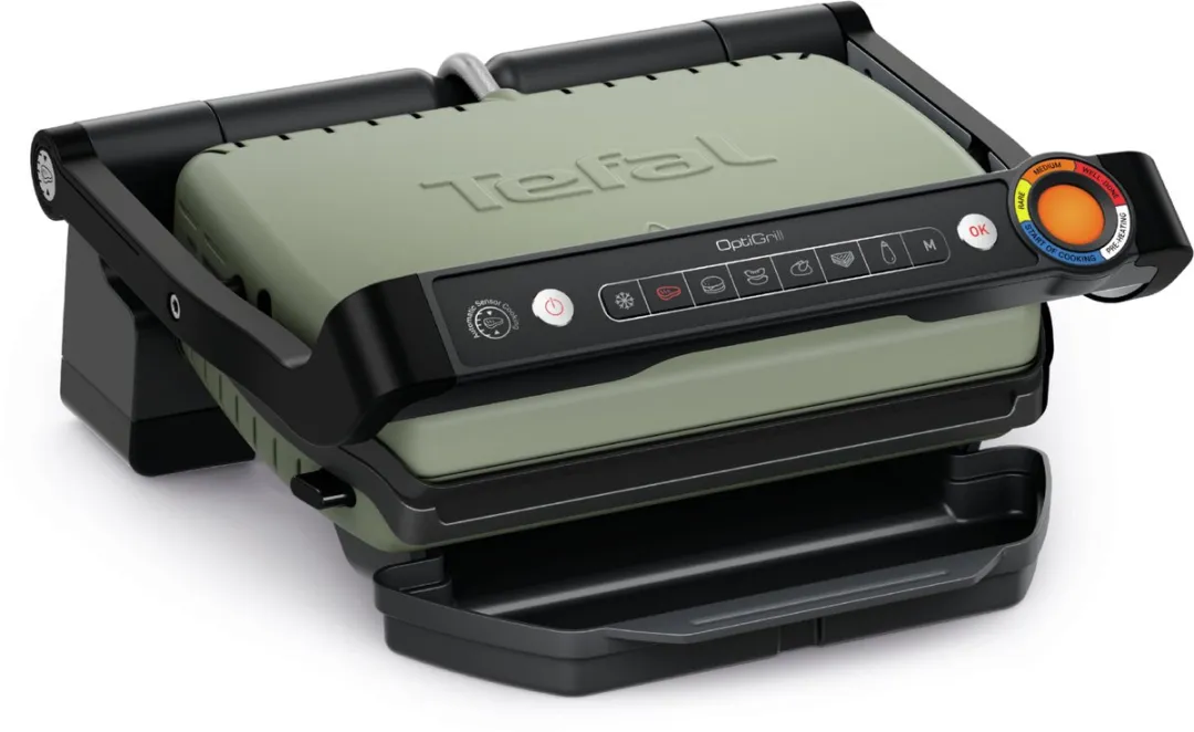 Tefal OptiGrill Eco GC71EL Contactgrill 2000W - 2 Platen - Zwart/ Groen
