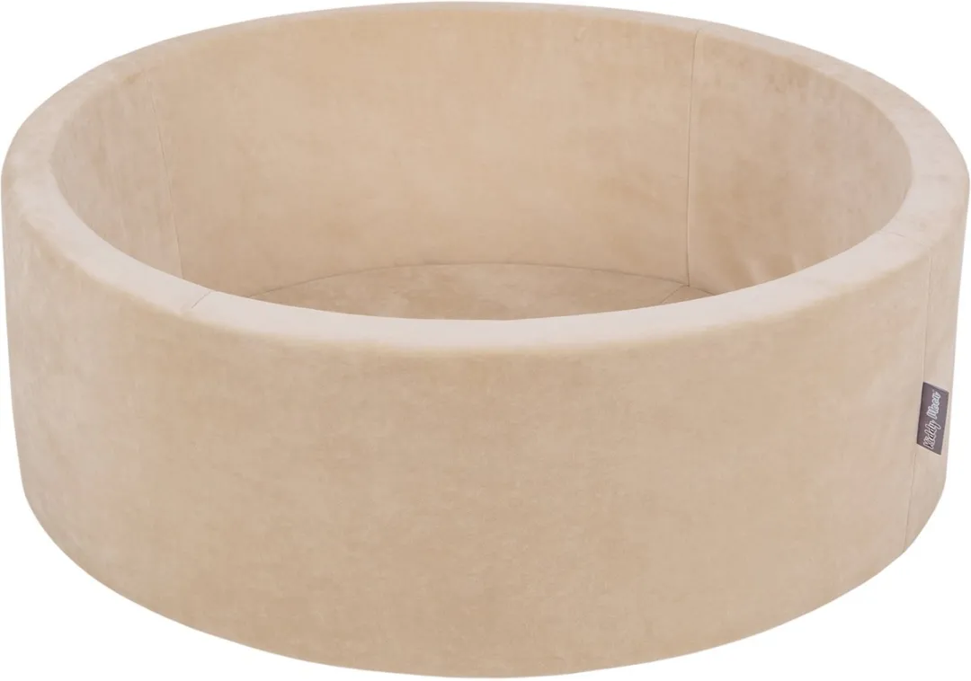 KiddyMoon Ballenbad 90x30cm 300 Ballen - Zacht Velours - Zandbeige