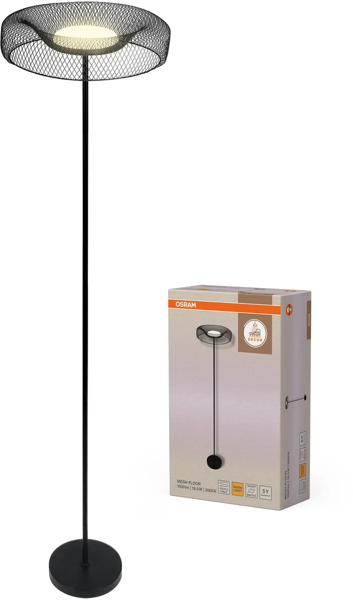 Osram Decor Mesh Vloerlamp 18.5W - 1200lm - 3000K - Zwart